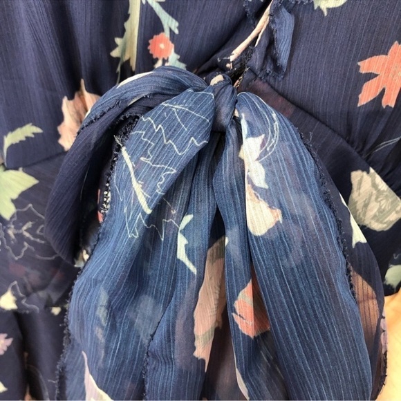 Cleobella Floral Long Sleeve Ruffle Tie Blouse XS - Picture 10 of 12